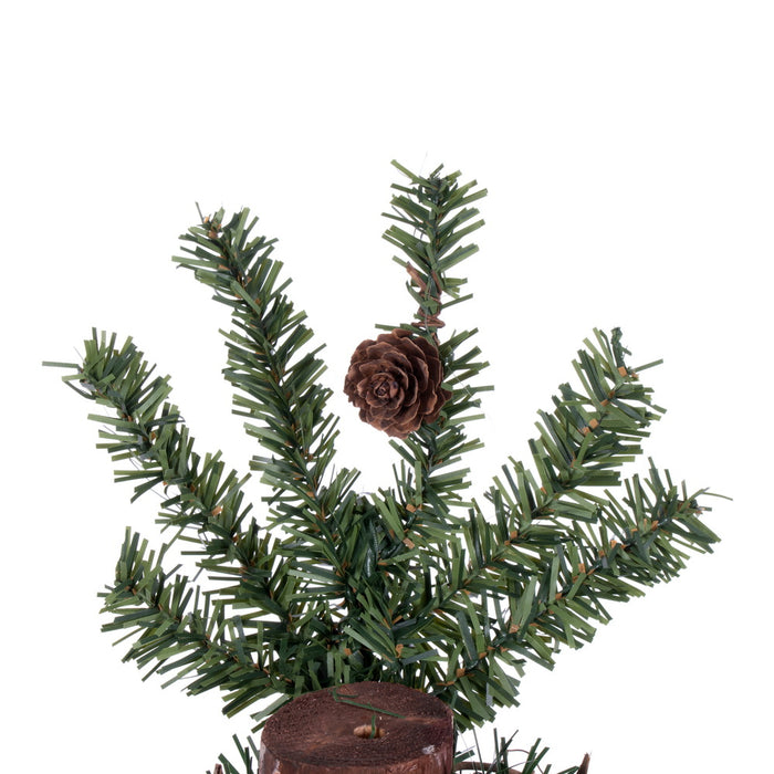 4'Hx25"W Natural Trunk Alpine Artificial Christmas Tree With Pinecone & Vines, Unlit -Green - A807240
