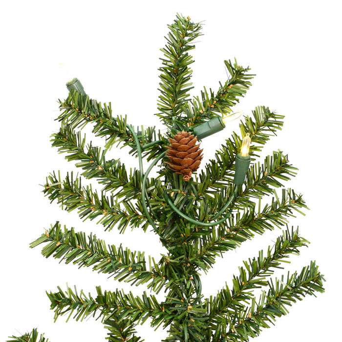 6'Hx33"W Natural Trunk Alpine Artificial Christmas Tree With Pinecone & Vines, LED Pre-Lit -Green - A807261LED