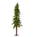 6'Hx33"W Natural Trunk Alpine Artificial Christmas Tree With Pinecone & Vines, LED Pre-Lit -Green - A807261LED