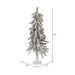 2'Hx14"W Flocked Natural Trunk Alpine Artificial Christmas Tree, LED Pre-Lit (Multicolor) -White/Green - A807422LED