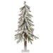 2'Hx14"W Flocked Natural Trunk Alpine Artificial Christmas Tree, LED Pre-Lit -White/Green - A807421LED