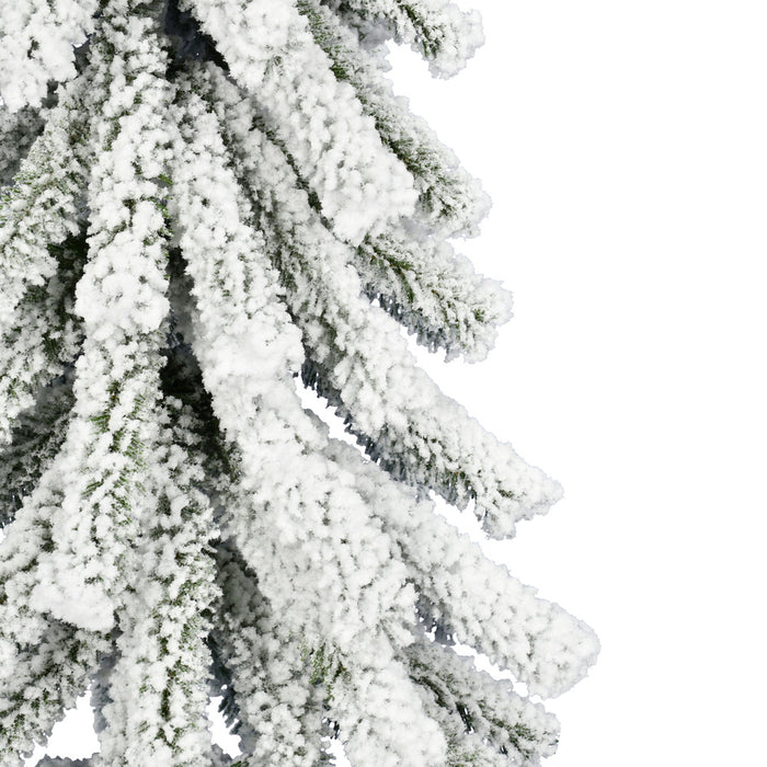 4'Hx23"W Flocked Natural Trunk Alpine Artificial Christmas Tree, Unlit -White/Green - A807440