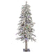 4'Hx23"W Flocked Natural Trunk Alpine Artificial Christmas Tree, LED Pre-Lit (Multicolor) -White/Green - A807442LED