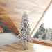 4'Hx23"W Flocked Natural Trunk Alpine Artificial Christmas Tree, LED Pre-Lit (Multicolor) -White/Green - A807442LED