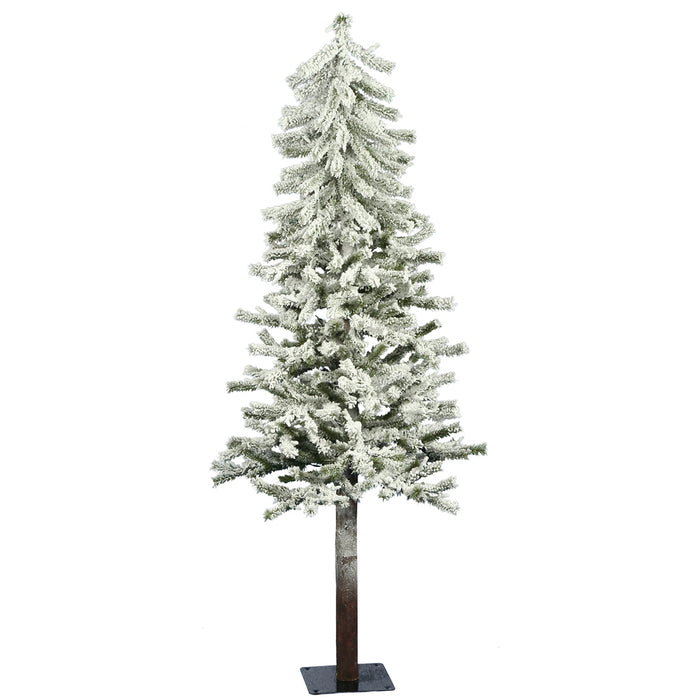 5'Hx27"W Flocked Natural Trunk Alpine Artificial Christmas Tree, Unlit -White/Green - A807450