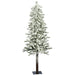 5'Hx27"W Flocked Natural Trunk Alpine Artificial Christmas Tree, Unlit -White/Green - A807450