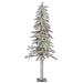 5'Hx27"W Flocked Natural Trunk Alpine Artificial Christmas Tree, LED Pre-Lit -White/Green - A807451LED