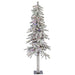 5'Hx27"W Flocked Natural Trunk Alpine Artificial Christmas Tree, LED Pre-Lit (Multicolor) -White/Green - A807452LED