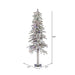 5'Hx27"W Flocked Natural Trunk Alpine Artificial Christmas Tree, LED Pre-Lit (Multicolor) -White/Green - A807452LED