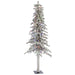 7'Hx41"W Flocked Natural Trunk Alpine Artificial Christmas Tree, LED Pre-Lit (Multicolor) -White/Green - A807472LED