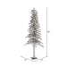 7'Hx41"W Flocked Natural Trunk Alpine Artificial Christmas Tree, LED Pre-Lit (Multicolor) -White/Green - A807472LED