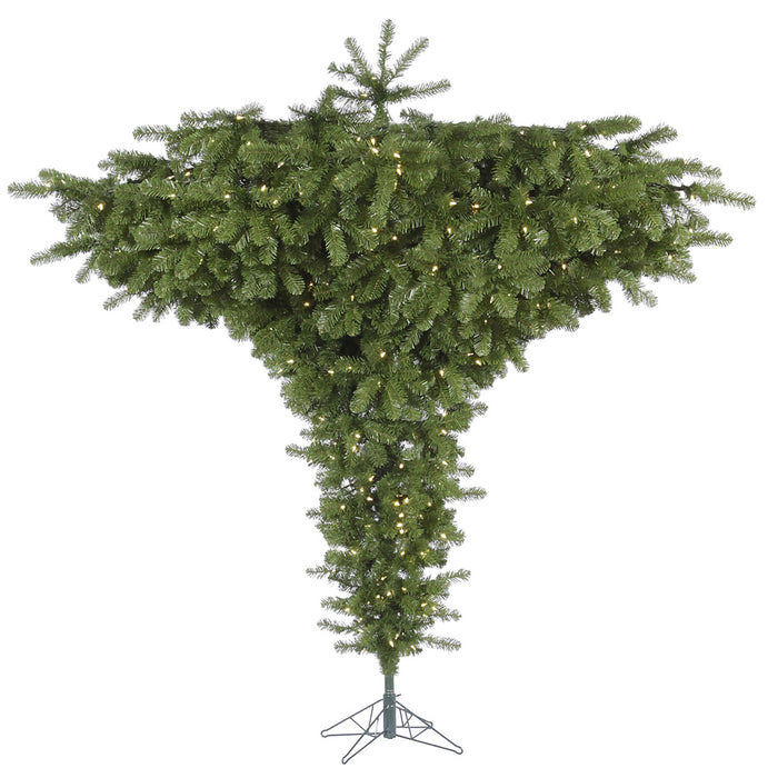 7'6"Hx95"W Upside-Down Pine Artificial Christmas Tree, LED Pre-Lit -Green - A860176LED