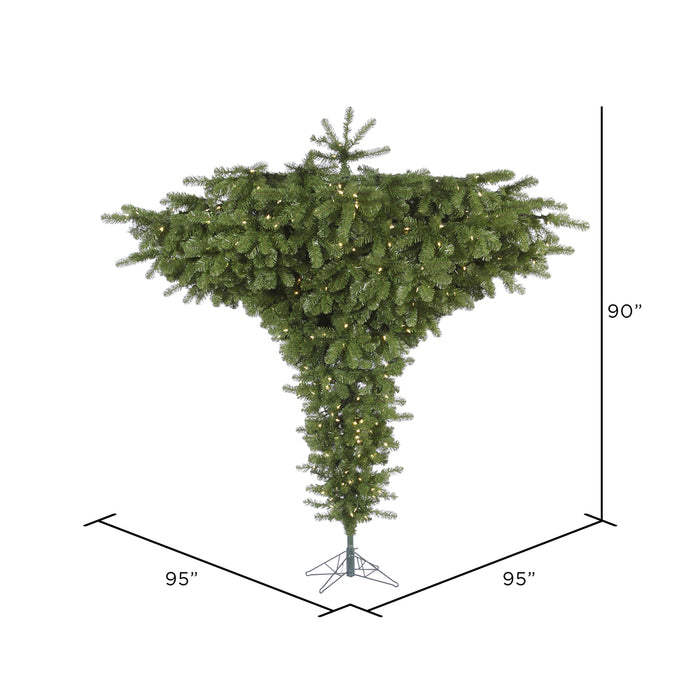 7'6"Hx95"W Upside-Down Pine Artificial Christmas Tree, LED Pre-Lit -Green - A860176LED