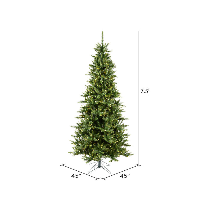 7'6"Hx45"W Slim Camdon Fir Artificial Christmas Tree, LED Pre-Lit -Green - A860876LED