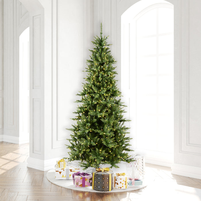 8'6"Hx50"W Slim Camdon Fir Artificial Christmas Tree, Micro LED Pre-Lit (Multi-Mode) -Green - A860883LEDCC