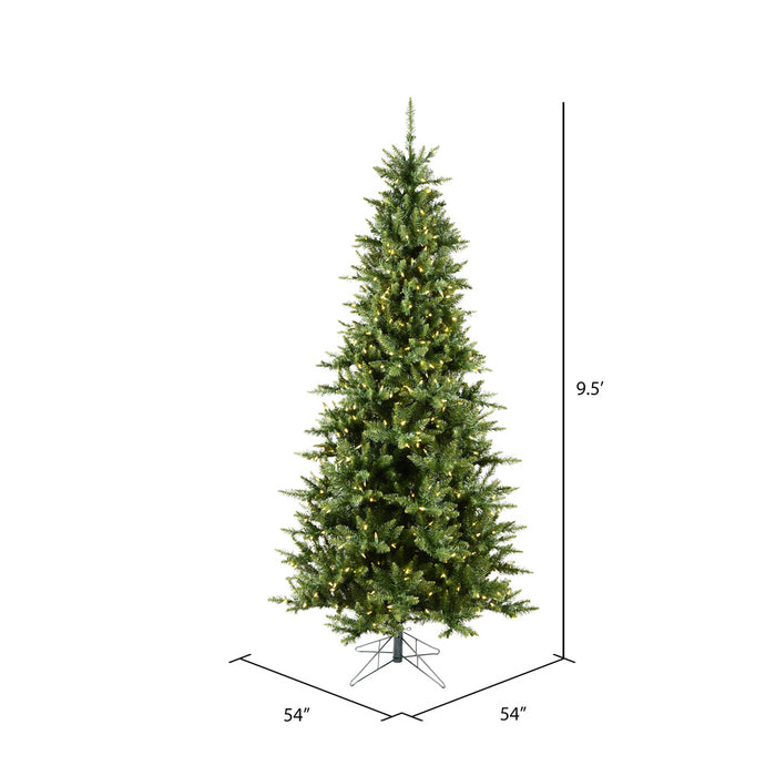 9'6"Hx54"W Slim Camdon Fir Artificial Christmas Tree, LED Pre-Lit -Green - A860886LED