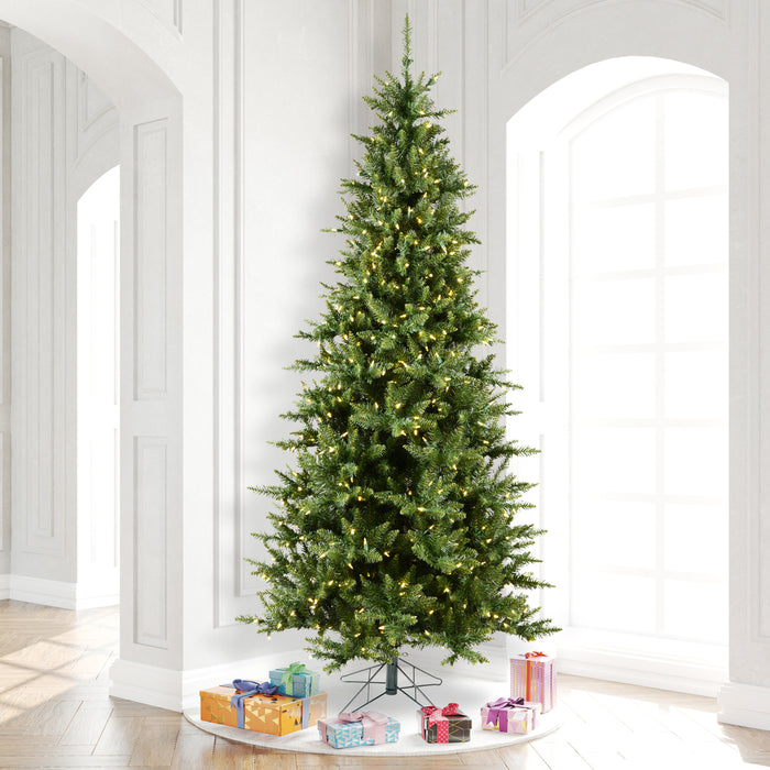 9'6"Hx54"W Slim Camdon Fir Artificial Christmas Tree, LED Pre-Lit -Green - A860886LED
