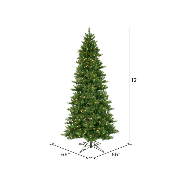 12'Hx66"W Slim Camdon Fir Artificial Christmas Tree, Unlit -Green - A860890