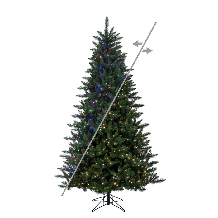9'6"Hx66"W Camdon Fir Artificial Christmas Tree, Micro LED Pre-Lit (Multi-Mode) -Green - A860988LEDCC