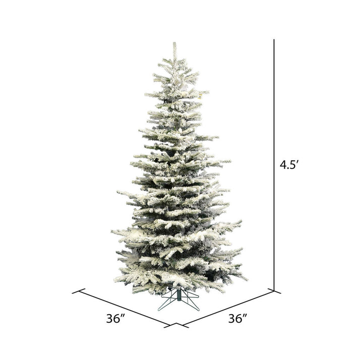 4'6"Hx36"W Flocked Sierra Artificial Christmas Tree, Unlit -White/Green - A862045