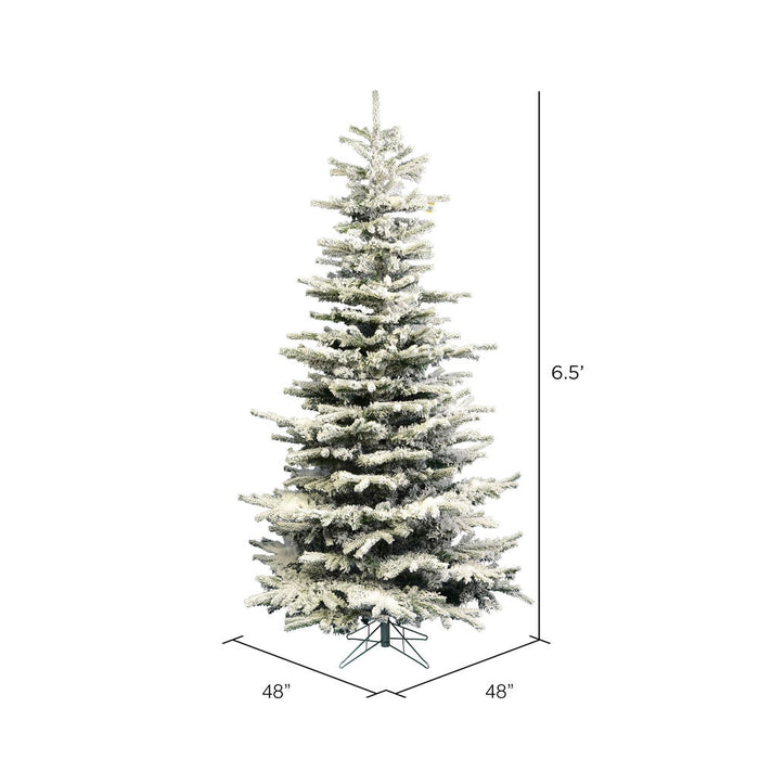 6'6"Hx48"W Flocked Sierra Artificial Christmas Tree, Unlit -White/Green - A862065