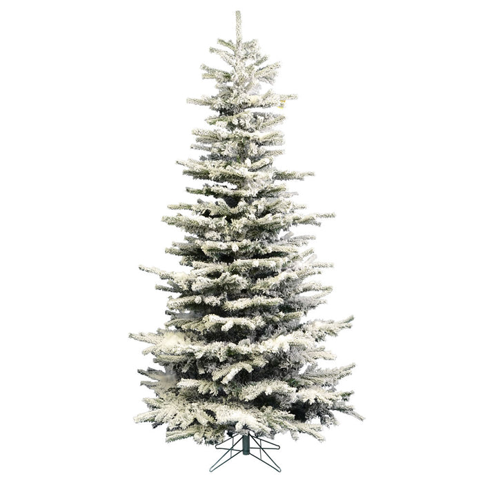7'6"Hx48"W Flocked Sierra Artificial Christmas Tree, Unlit -White/Green - A862075