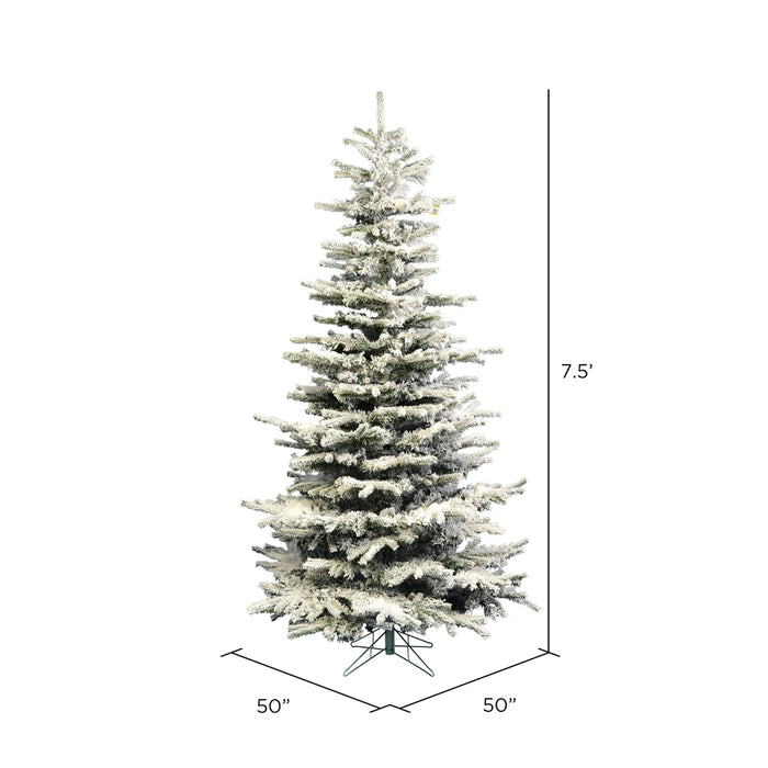 7'6"Hx48"W Flocked Sierra Artificial Christmas Tree, Unlit -White/Green - A862075