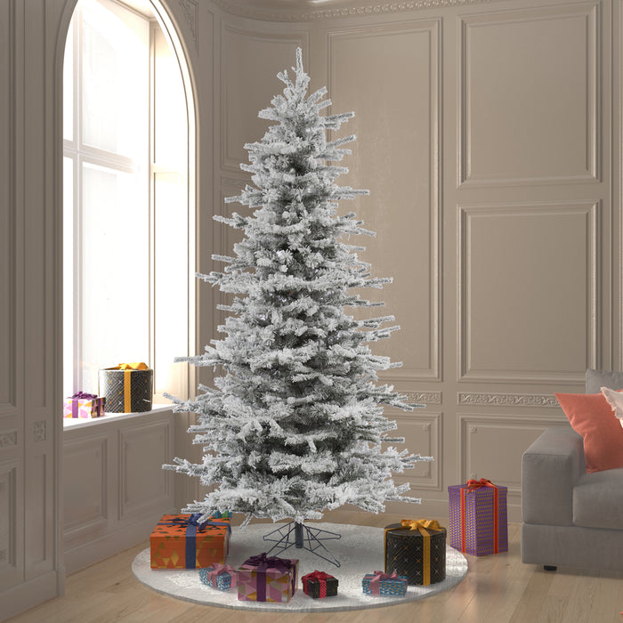 7'6"Hx48"W Flocked Sierra Artificial Christmas Tree, Unlit -White/Green - A862075