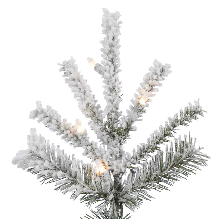 4'6"Hx36"W Flocked Sierra Artificial Christmas Tree, LED Pre-Lit -White/Green - A862046LED