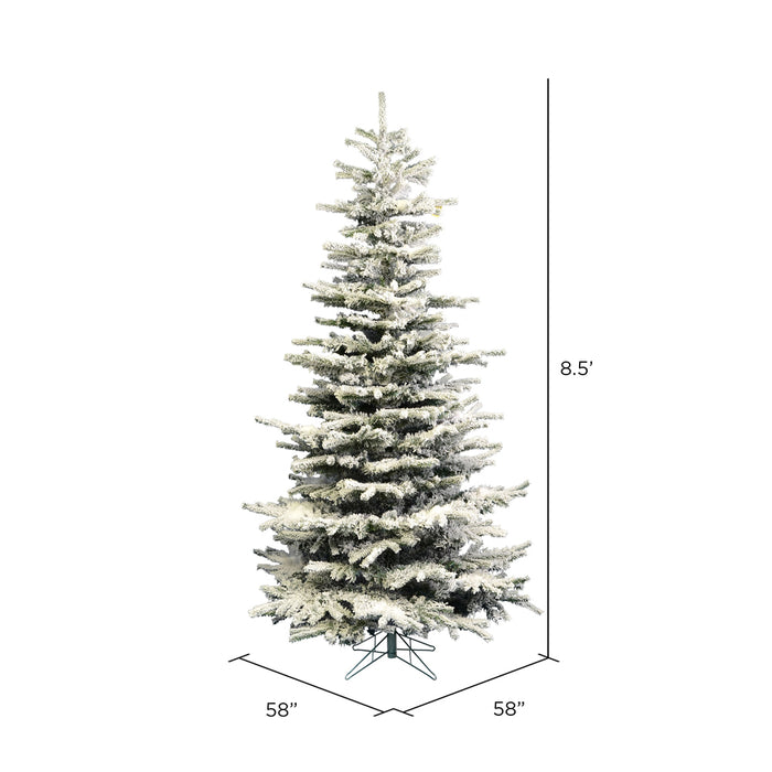 8'6"Hx58"W Flocked Sierra Artificial Christmas Tree, Unlit -White/Green - A862080
