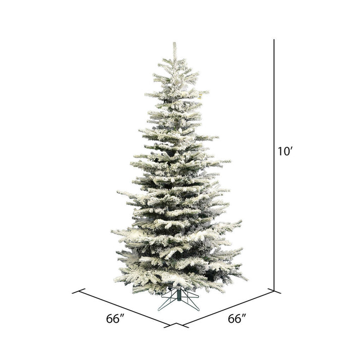 10'Hx66"W Flocked Sierra Artificial Christmas Tree, Unlit -White/Green - A862085