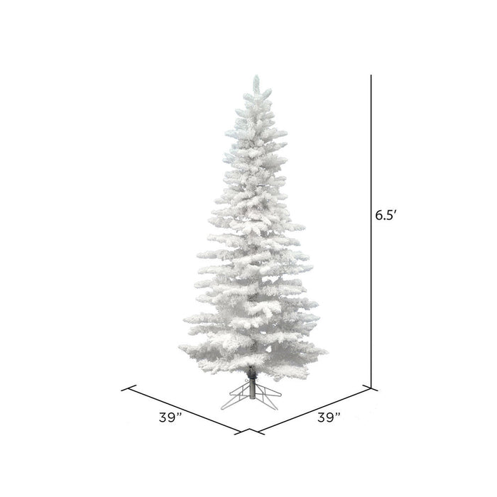 6'6"Hx39"W Flocked Slim White Spruce Artificial Christmas Tree, Unlit -White - A893565