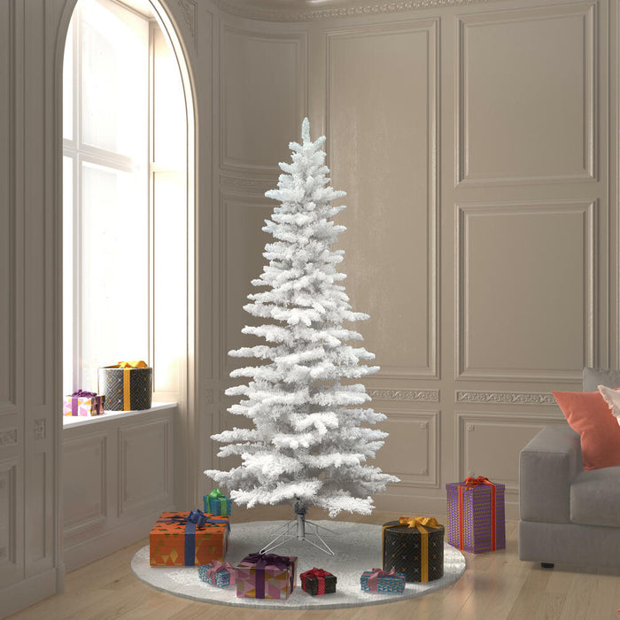 6'6"Hx39"W Flocked Slim White Spruce Artificial Christmas Tree, Unlit -White - A893565