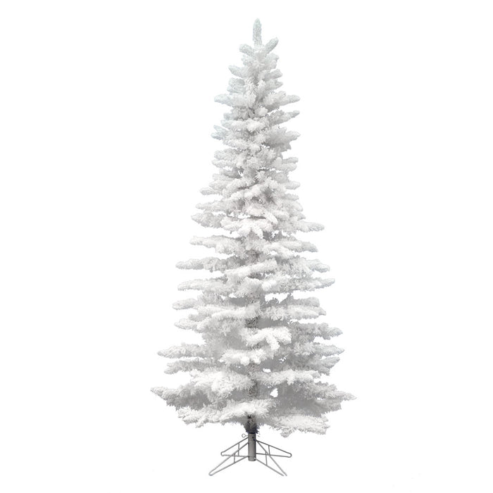 9'Hx49"W Flocked Slim White Spruce Artificial Christmas Tree, Unlit -White - A893580