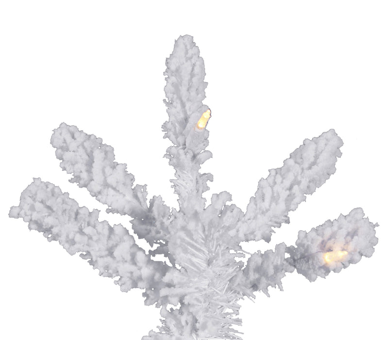12'Hx65"W Flocked Slim White Spruce Artificial Christmas Tree, LED Pre-Lit -White - A893591LED