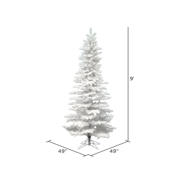 9'Hx49"W Flocked Slim White Spruce Artificial Christmas Tree, Unlit -White - A893580