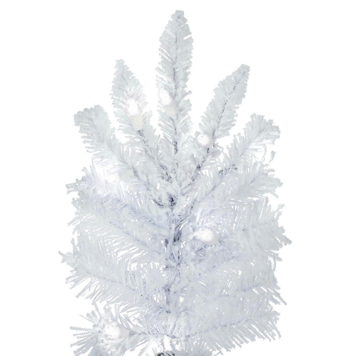 9'Hx49"W Flocked Slim White Spruce Artificial Christmas Tree, LED Pre-Lit -White - A893581LED