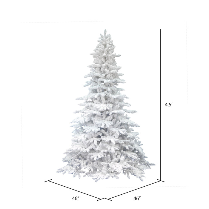 4'6"Hx46"W Flocked White Spruce Artificial Christmas Tree, Unlit -White - A893645