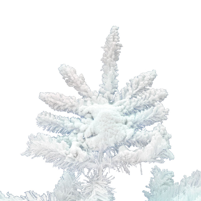 7'6"Hx65"W Flocked White Spruce Artificial Christmas Tree, Unlit -White - A893675