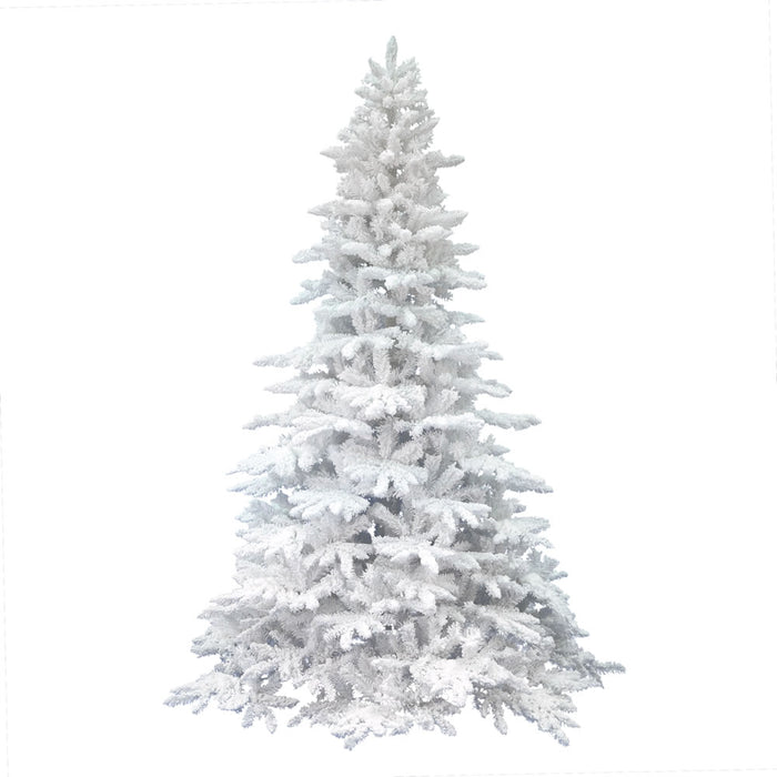 14'Hx90"W Flocked White Spruce Artificial Christmas Tree, Unlit -White - A893695