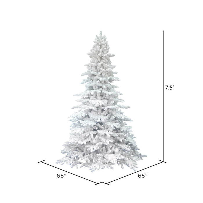 7'6"Hx65"W Flocked White Spruce Artificial Christmas Tree, Unlit -White - A893675