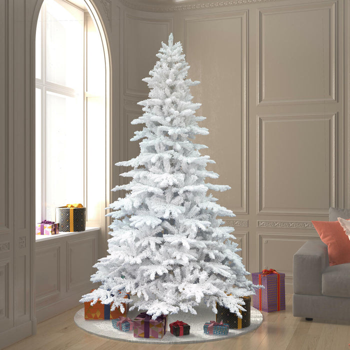 7'6"Hx65"W Flocked White Spruce Artificial Christmas Tree, Unlit -White - A893675