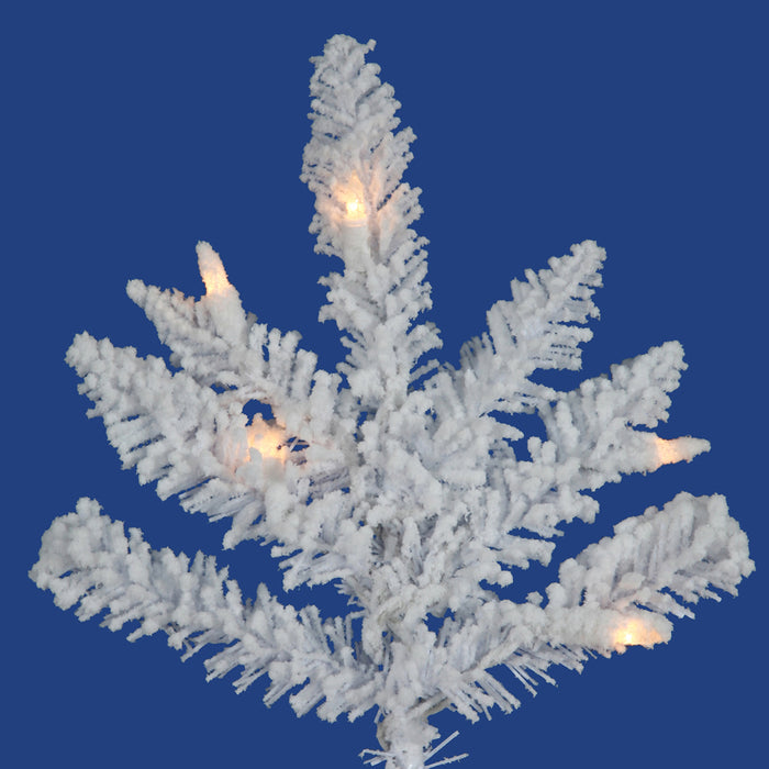 14'Hx90"W Flocked White Spruce Artificial Christmas Tree, Unlit -White - A893695