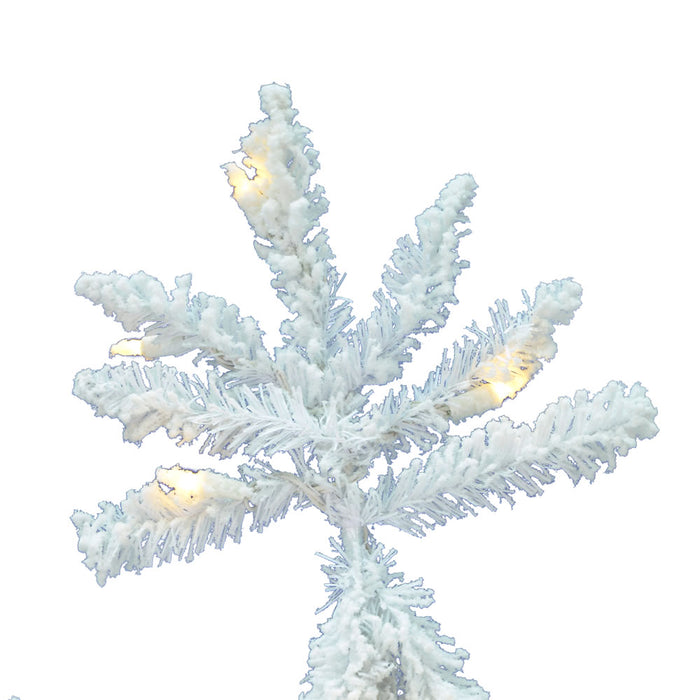 12'Hx82"W Flocked White Spruce Artificial Christmas Tree, LED Pre-Lit -White - A893691LED