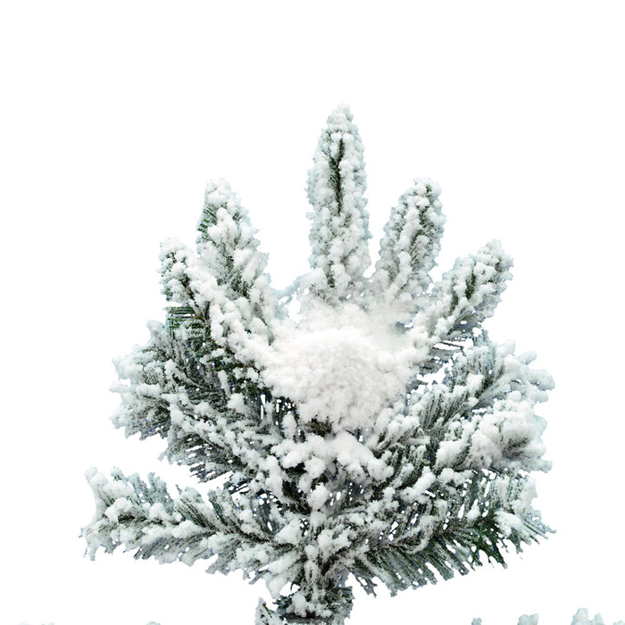 7'6"Hx43"W Flocked Slim Utica Fir Artificial Christmas Tree, Unlit -White/Green - A895075