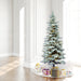 7'6"Hx43"W Flocked Slim Utica Fir Artificial Christmas Tree, LED Pre-Lit -White/Green - A895076LED