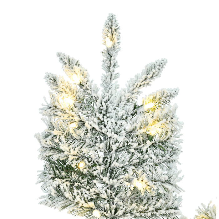 7'6"Hx43"W Flocked Slim Utica Fir Artificial Christmas Tree, LED Pre-Lit -White/Green - A895076LED