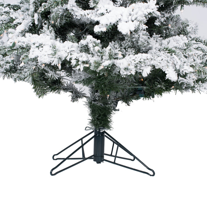 6'6"Hx39"W Flocked Slim Utica Fir Artificial Christmas Tree, Unlit -White/Green - A895065