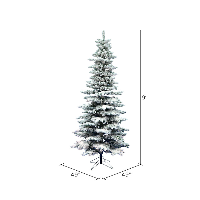 9'Hx49"W Flocked Slim Utica Fir Artificial Christmas Tree, Unlit -White/Green - A895080
