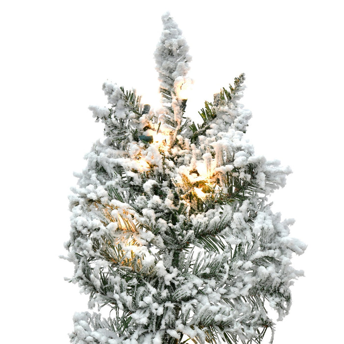 9'Hx49"W Flocked Slim Utica Fir Artificial Christmas Tree, LED Pre-Lit -White/Green - A895081LED
